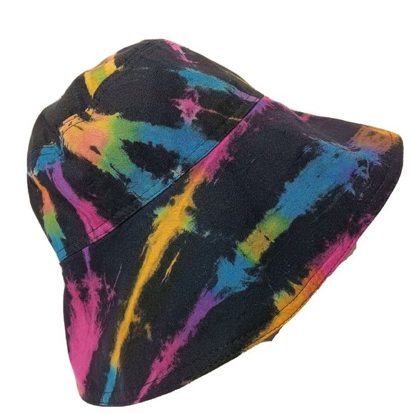 Clea Ray Bucket Hat Reversible Tie Dye Black Pink Blue Purple One Size Rayon - Picture 1 of 16